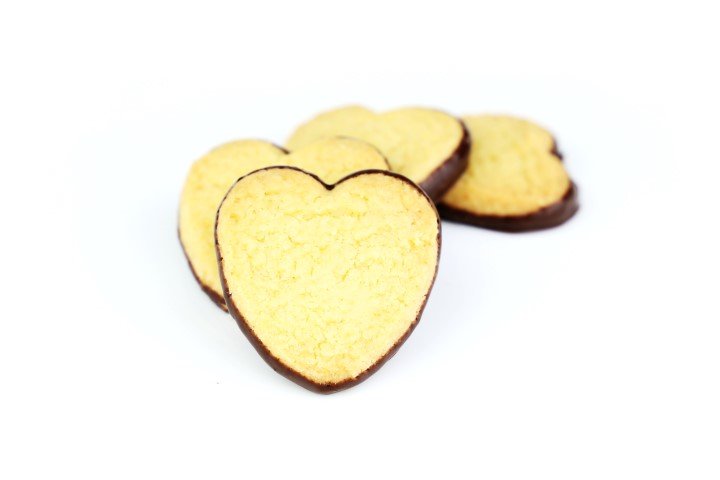 Butter Herzchen mit Zartbitterschokolade