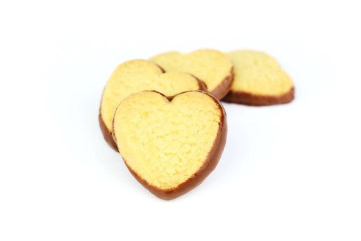 Butter Herzchen mit Vollmilchschokolade